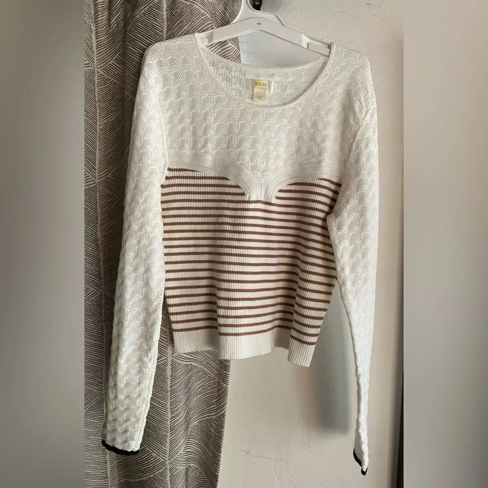Anthropologie Maeve Stripe Ribbed Knit Sweater Womens Size Large